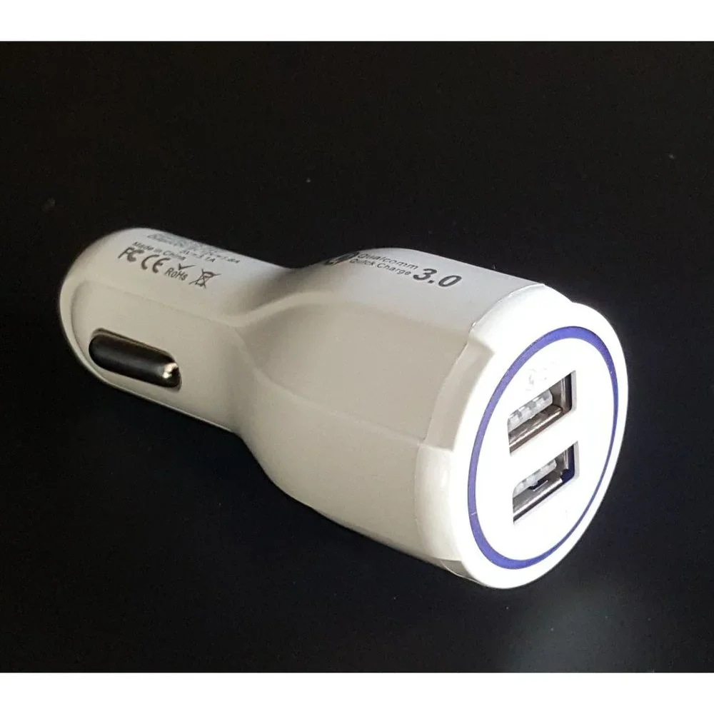 3 X Dual LED Port Car Charger for iPhone, Samsung and other devices - White